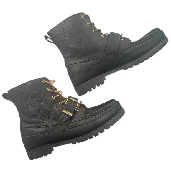 Polo by Ralph Lauren Other - Polo Ralph Lauren Ranger Boot Tumbled Leather Buckle Black